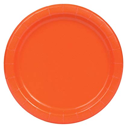 Round Paper Plates - Orange - The Ultimate Balloon & Party Shop