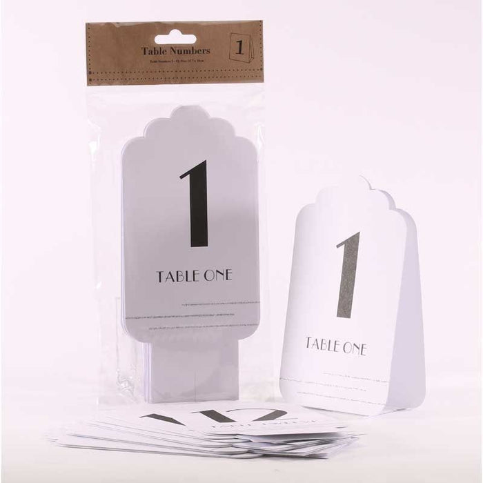 Table Number Cards - White (Glitter) - The Ultimate Balloon & Party Shop
