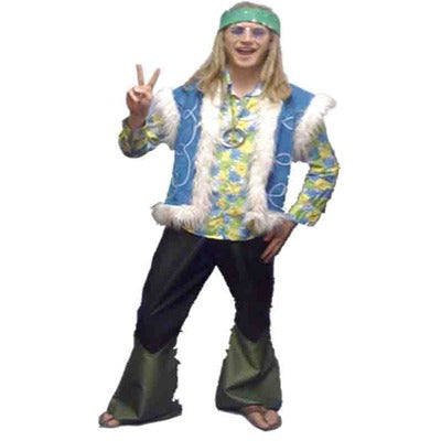 1960s/1970s Hippy Dude Hire Costume - Blue - The Ultimate Balloon & Party Shop