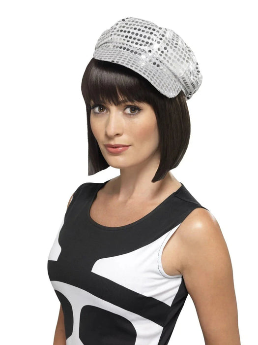 70’s Silver Sequin Disco Hat The Ultimate Balloon And Party Shop Cheltenham & Gloucester Balloons & Fancy Dress 
