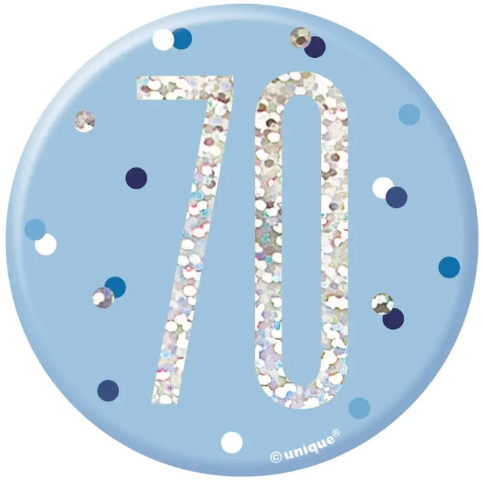 70th Birthday Badge - Blue The Ultimate Balloon And Party Shop Cheltenham & Gloucester Balloons & Fancy Dress 