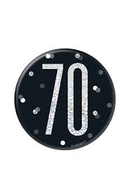 70th Birthday Badge - Black - The Ultimate Balloon & Party Shop