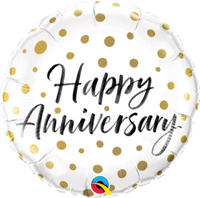 18" Foil Happy Anniversary Dots Balloon - The Ultimate Balloon & Party Shop
