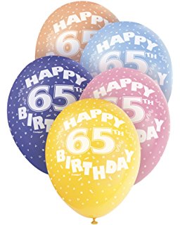 Age 65 Asst Birthday Balloons 5 Pack - The Ultimate Balloon & Party Shop