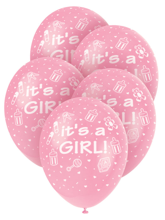 It's A Girl Pink Balloons 5 Pack - The Ultimate Balloon & Party Shop