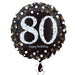 18" Foil Age 80 Black/Gold Dots Balloon - The Ultimate Balloon & Party Shop