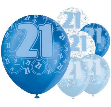 Age 21 Asst Birthday Balloons 6 Pack - The Ultimate Balloon & Party Shop