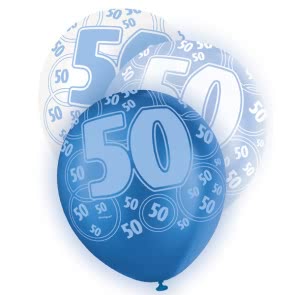 Age 50 Asst Birthday Balloons 6 Pack - The Ultimate Balloon & Party Shop