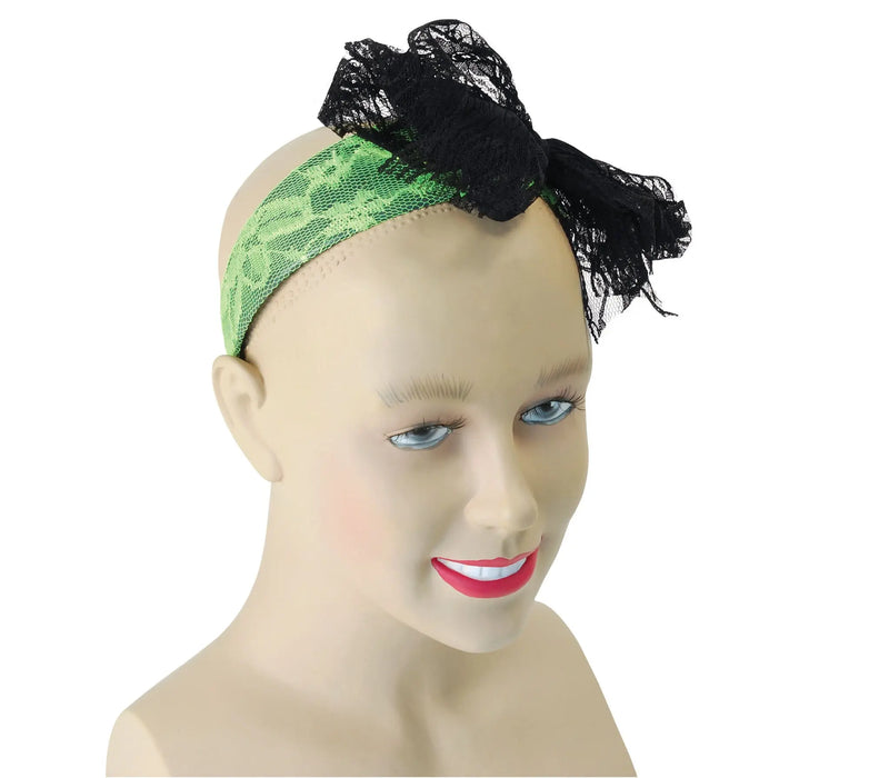 80's Neon Lace Headband - Green The Ultimate Balloon And Party Shop Cheltenham & Gloucester Balloons & Fancy Dress 