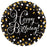 Round Happy Birthday Plates - Black & Gold - The Ultimate Balloon & Party Shop