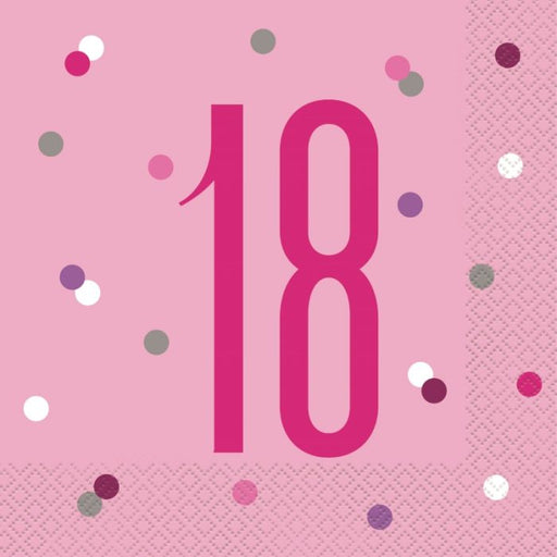 Age 18 Napkins - Pink - The Ultimate Balloon & Party Shop