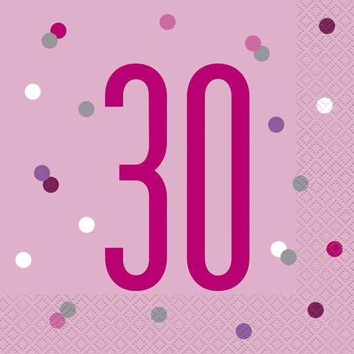 Age 30 Napkins - Pink - The Ultimate Balloon & Party Shop