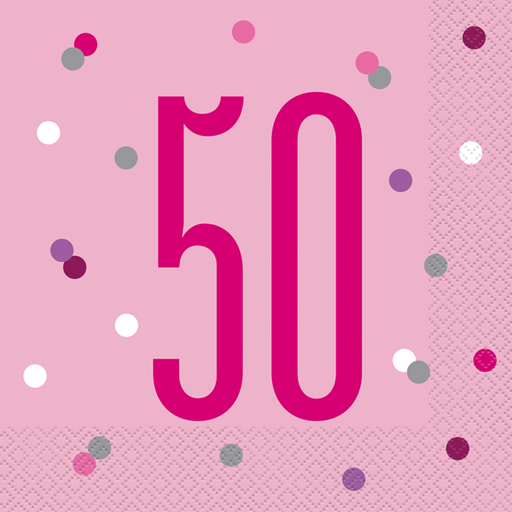 Age 50 Napkins - Pink - The Ultimate Balloon & Party Shop