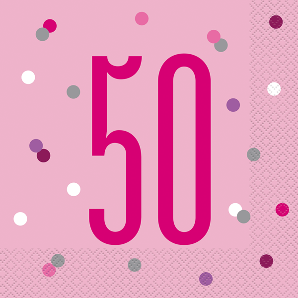 Age 50 Napkins - Pink - The Ultimate Balloon & Party Shop