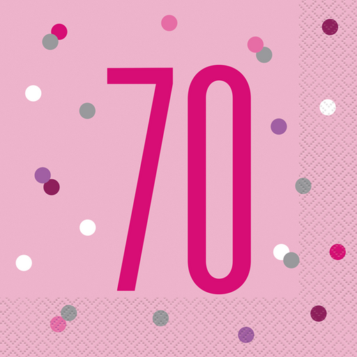 Age 70 Napkins - Pink - The Ultimate Balloon & Party Shop