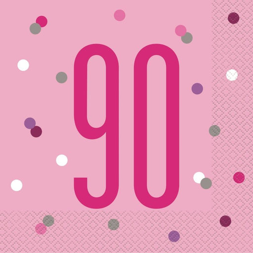 Age 90 Napkins - Pink - The Ultimate Balloon & Party Shop