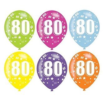 Age 80 Asst Birthday Balloons 6 Pack - The Ultimate Balloon & Party Shop