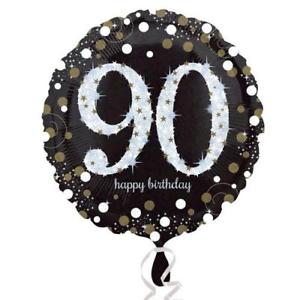 18" Foil Age 90 Black/Gold Dots Balloon - The Ultimate Balloon & Party Shop