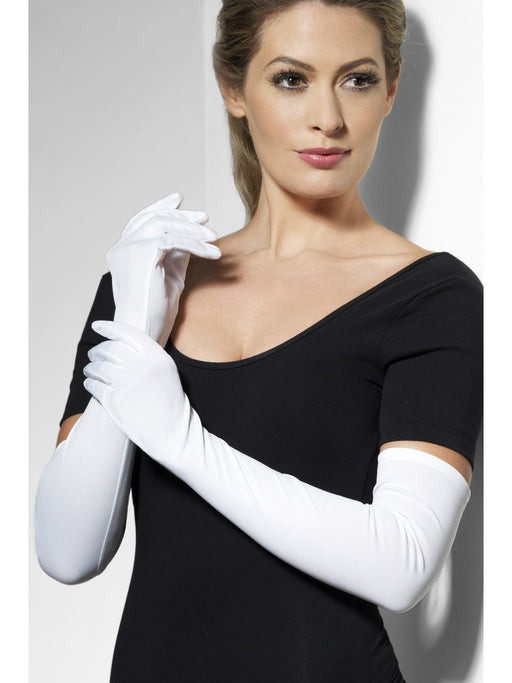 Long Evening Style Gloves - White - The Ultimate Balloon & Party Shop