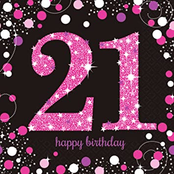 Age 21 Napkins - Black and Pink - The Ultimate Balloon & Party Shop