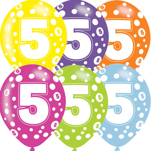 Age 5 Asst Birthday Balloons 6 Pack - The Ultimate Balloon & Party Shop