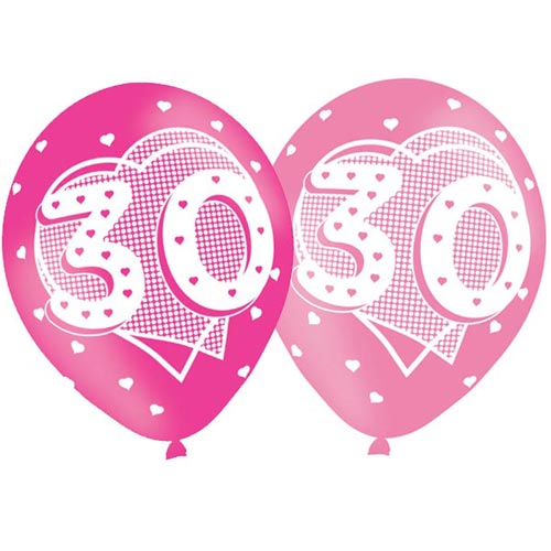 Age 30 Birthday Asst Colour Balloons 6 Pack - The Ultimate Balloon & Party Shop