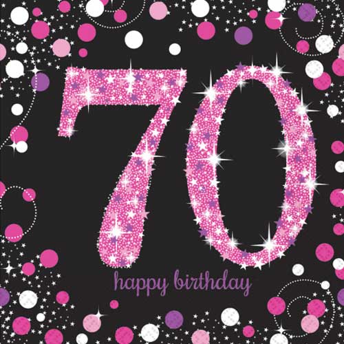 Age 70 Napkins - Black and Hot Pink - The Ultimate Balloon & Party Shop
