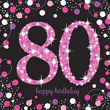 Age 80 Napkins - Black and Hot Pink - The Ultimate Balloon & Party Shop