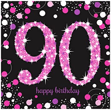 Age 90 Napkins - Black and Hot Pink - The Ultimate Balloon & Party Shop