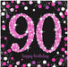 Age 90 Napkins - Black and Hot Pink - The Ultimate Balloon & Party Shop