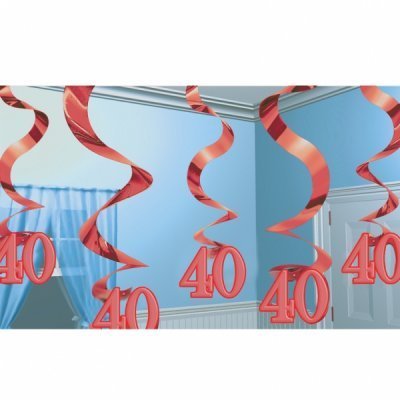 Happy 40th Ruby Anniversary Swirl Decoration - The Ultimate Balloon & Party Shop