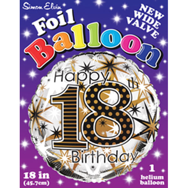 18" Foil Age 18 Balloon - Gold Celebration - The Ultimate Balloon & Party Shop