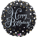 18" Foil Happy Birthday - Black/Gold Dots - The Ultimate Balloon & Party Shop