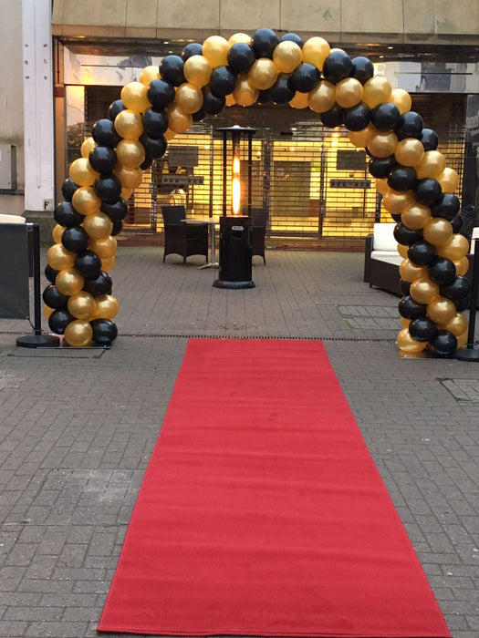 Black & Gold Spiral Arch with Letter Balloons - The Ultimate Balloon & Party Shop