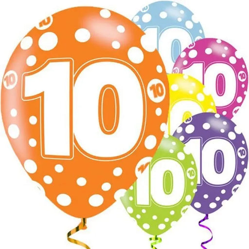 Age 10 Asst Birthday Balloons 6 Pack The Ultimate Balloon And Party Shop Cheltenham & Gloucester Balloons & Fancy Dress 