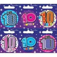 Age 10 birthday badges The Ultimate Balloon And Party Shop Cheltenham & Gloucester Balloons & Fancy Dress 