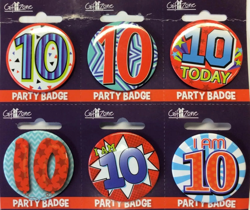 Age 10 birthday badges The Ultimate Balloon And Party Shop Cheltenham & Gloucester Balloons & Fancy Dress 