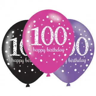 Age 100 Birthday Asst Colour Balloons 6 Pack The Ultimate Balloon And Party Shop Cheltenham & Gloucester Balloons & Fancy Dress 