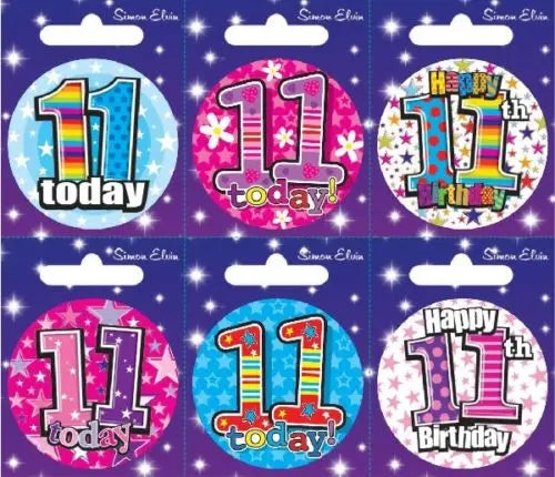 Age 11 birthday badges The Ultimate Balloon And Party Shop Cheltenham & Gloucester Balloons & Fancy Dress 