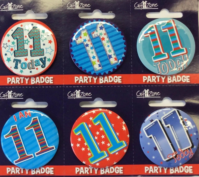 Age 11 birthday badges The Ultimate Balloon And Party Shop Cheltenham & Gloucester Balloons & Fancy Dress 