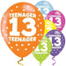 Age 13 Asst Birthday Balloons 6 Pack The Ultimate Balloon And Party Shop Cheltenham & Gloucester Balloons & Fancy Dress 