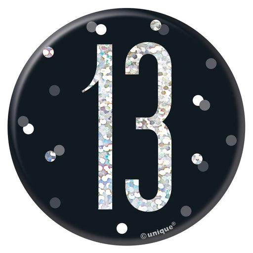 Age 13 Badge - Black The Ultimate Balloon And Party Shop Cheltenham & Gloucester Balloons & Fancy Dress 