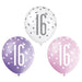 Age 16 Birthday Asst Balloons (6pk) - Pink,purple & white The Ultimate Balloon And Party Shop Cheltenham & Gloucester Balloons & Fancy Dress 