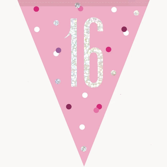 Age 16 Bunting - Pink The Ultimate Balloon And Party Shop Cheltenham & Gloucester Balloons & Fancy Dress 