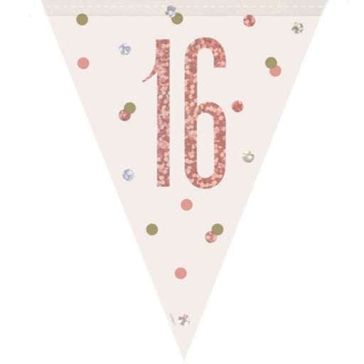 Age 16 Bunting - Rose Gold Glitz The Ultimate Balloon And Party Shop Cheltenham & Gloucester Balloons & Fancy Dress 