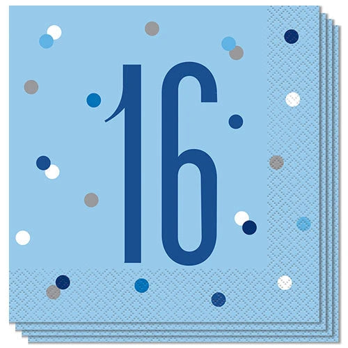 Age 16 Napkins - Blue The Ultimate Balloon And Party Shop Cheltenham & Gloucester Balloons & Fancy Dress 