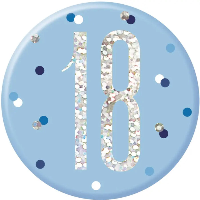 Age 18 Birthday Badge - Blue The Ultimate Balloon And Party Shop Cheltenham & Gloucester Balloons & Fancy Dress 