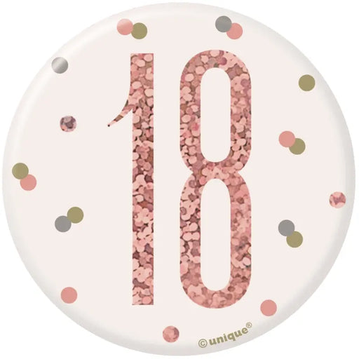 Age 18 Birthday Badge - Rose Gold The Ultimate Balloon And Party Shop Cheltenham & Gloucester Balloons & Fancy Dress 