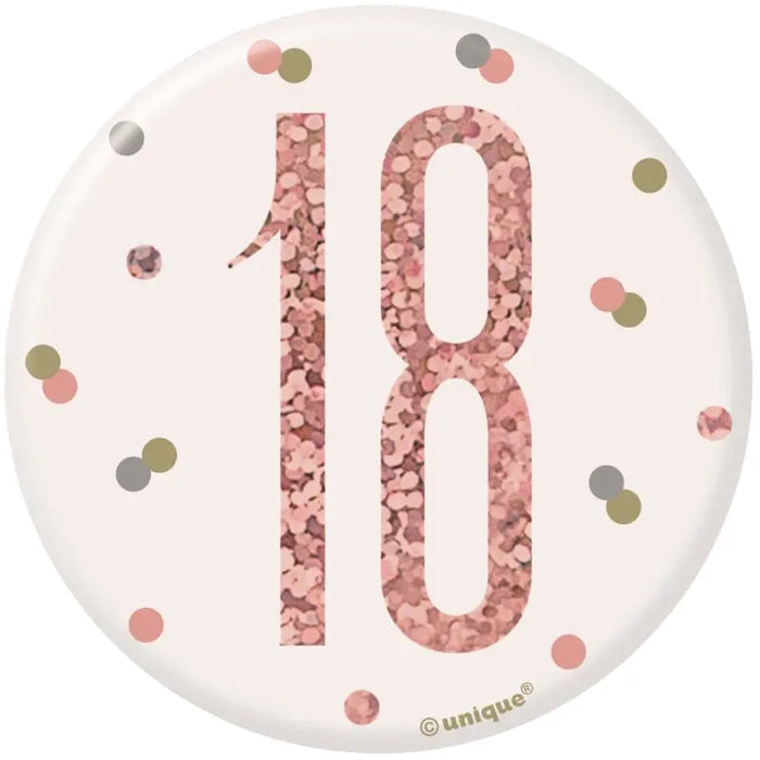 Age 18 Birthday Badge - Rose Gold The Ultimate Balloon And Party Shop Cheltenham & Gloucester Balloons & Fancy Dress 