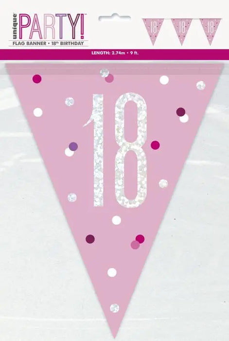 Age 18 Bunting - Pink The Ultimate Balloon And Party Shop Cheltenham & Gloucester Balloons & Fancy Dress 